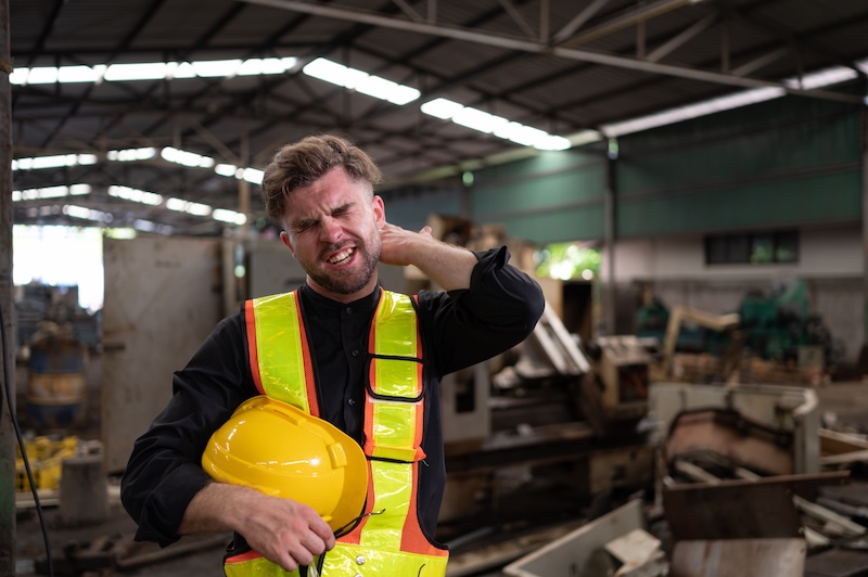 A technician with neck pain recurring when working long hours